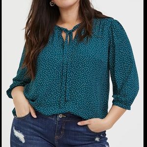 Torrid Blue with gold polka dot top